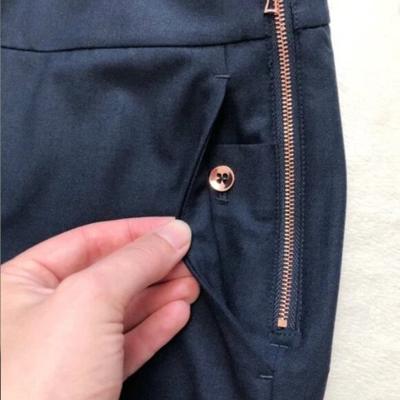 Kit And Ace Go To Trousers Dark Navy Blue Size 0 Wool Dress Pants - Picture 6 of 13